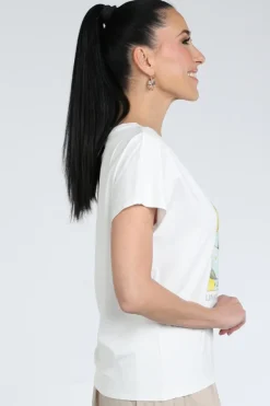Oui 97200 T-shirt korte mouw Off white