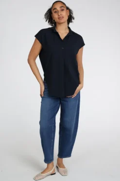 Penn & Ink LYNN Blouse korte mouw Marine
