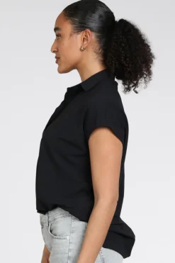 Penn & Ink LYNN Blouse korte mouw Zwart