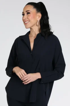 Penn & Ink Magda Blouse lange mouw Marine