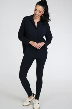 Penn & Ink Magda Blouse lange mouw Marine
