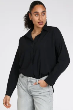 Penn & Ink Magda Blouse lange mouw Zwart