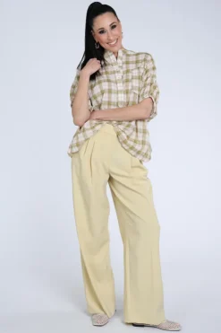 Penn & Ink S26F1822 Blouse korte mouw Beige