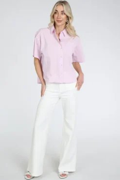 Penn & Ink S26F1823 Blouse korte mouw Roze