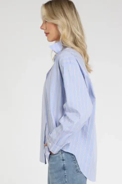 Penn & Ink S26Z831 Blouse lange mouw Licht blauw