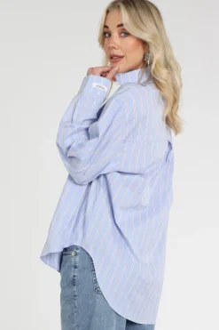 Penn & Ink S26Z831 Blouse lange mouw Licht blauw