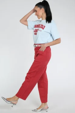 Penn & Ink S26Z851 Broek Donker rood