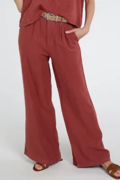 Penn & Ink S26Z844 Broek Donker rood