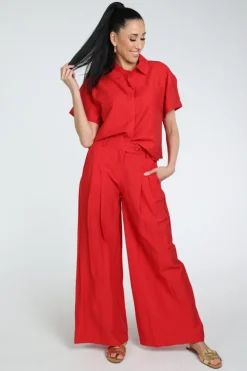 Pom Amsterdam SP9582 Blouse korte mouw Rood