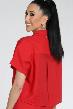 Pom Amsterdam SP9582 Blouse korte mouw Rood