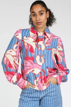 Pom Amsterdam SP9500 Blouse lange mouw Blauw