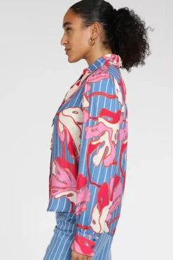 Pom Amsterdam SP9500 Blouse lange mouw Blauw