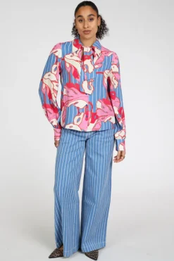 Pom Amsterdam SP9500 Blouse lange mouw Blauw