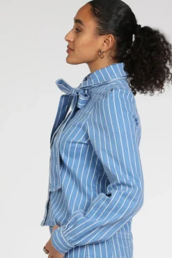 Pom Amsterdam SP9504 Blouse lange mouw Blue denim