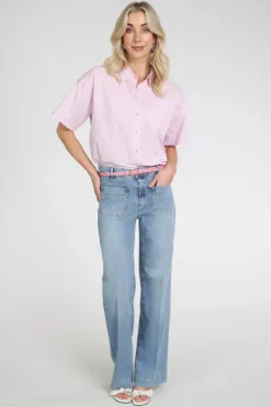 Rosner Audrey wide leg pocket Jeans Light blue denim