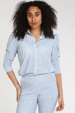 Studio Anneloes 13719 Amanda Blouse lange mouw Light blue denim
