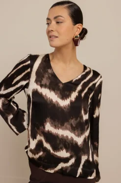 Studio Anneloes 13572 Madison T-shirt lange mouw Bruin