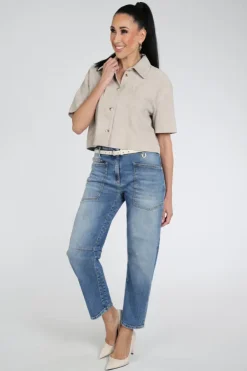 STUDIO AR by ARMA Eveline Blouse korte mouw Licht taupe