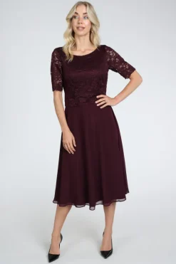 Vera Mont 0113-4825 Jurk korte mouw Bordeauxrood