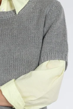 WithBlack WBLELINORE Pull korte mouw Grijs