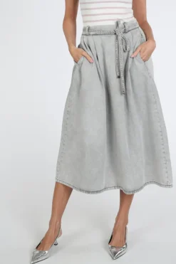 WithBlack WBLPENELOPE Rok recht lang Grey denim