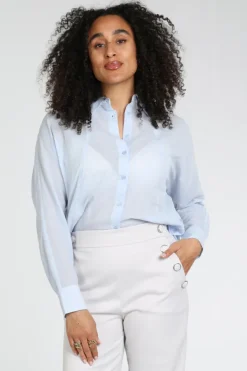 Yaya 01-201214-604 Blouse lange mouw Licht blauw