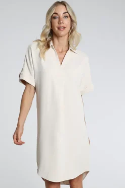 Yaya 01-601218-604 Jurk lange mouw Beige
