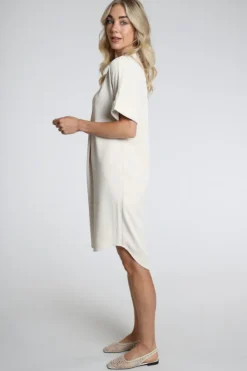 Yaya 01-601218-604 Jurk lange mouw Beige