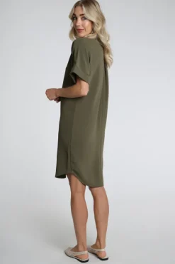 Yaya 01-601218-604 Jurk lange mouw Olijf
