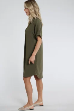 Yaya 01-601218-604 Jurk lange mouw Olijf